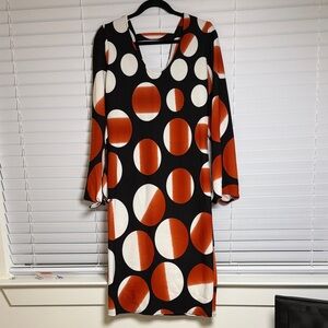 Ashley Stewart Black and Orange Circle Dress